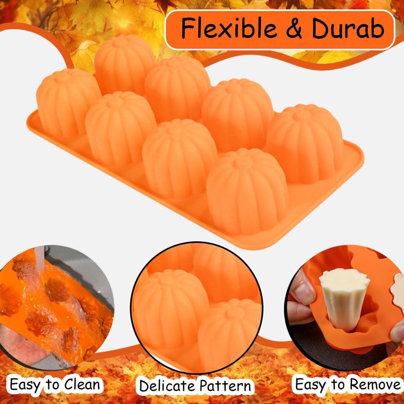 Mtruil 1 Pcs Silicone Chocolate Molds Fall Thanksgiving Halloween Christmas Autumn Pumpkin Candy Chocolate Mold Silicone Molds for Candy Jelly Wax Melt Ice Cubes Cake Decorations - Image 2